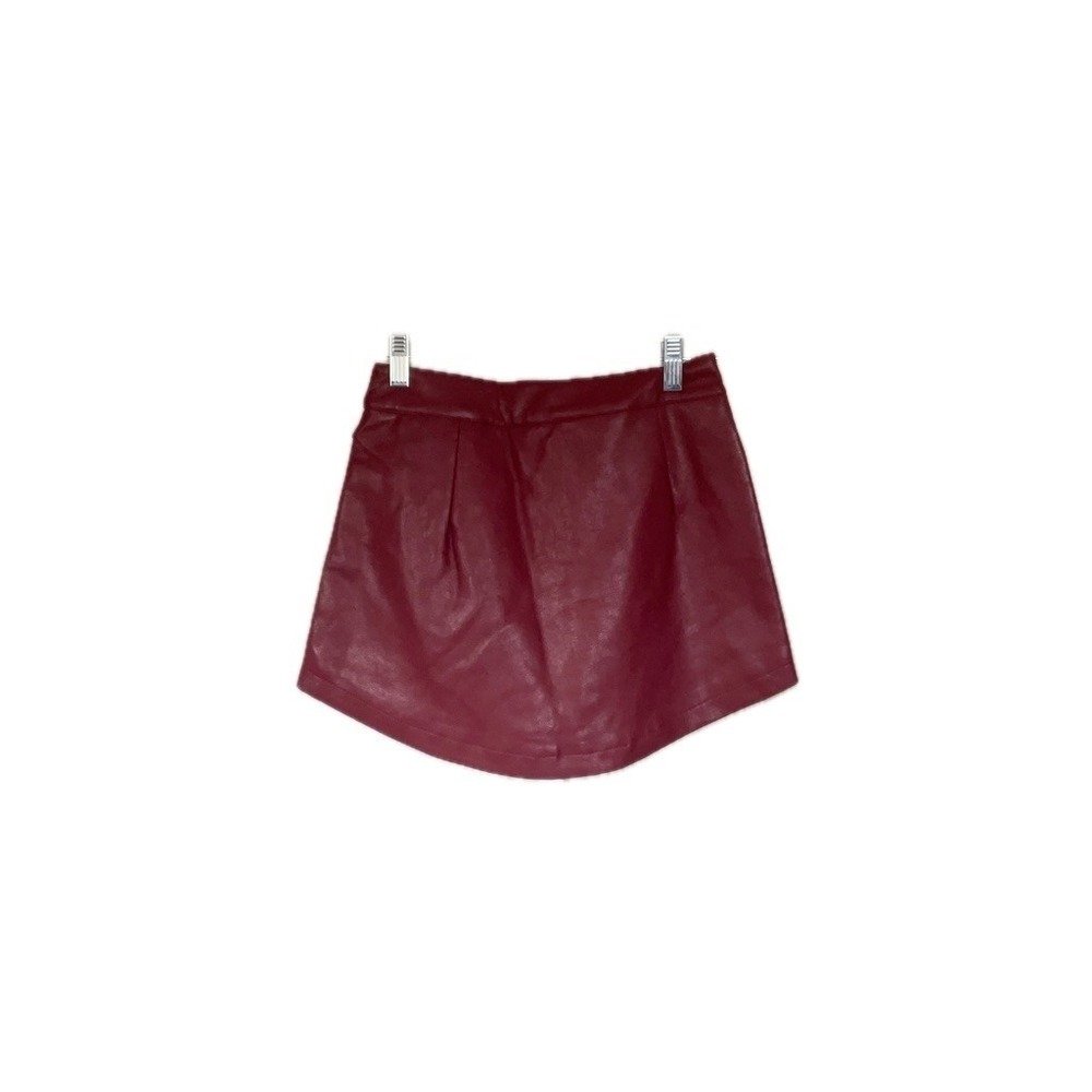 En Saison Wine Red Faux Leather Wrap Skort - Picture 3 of 8